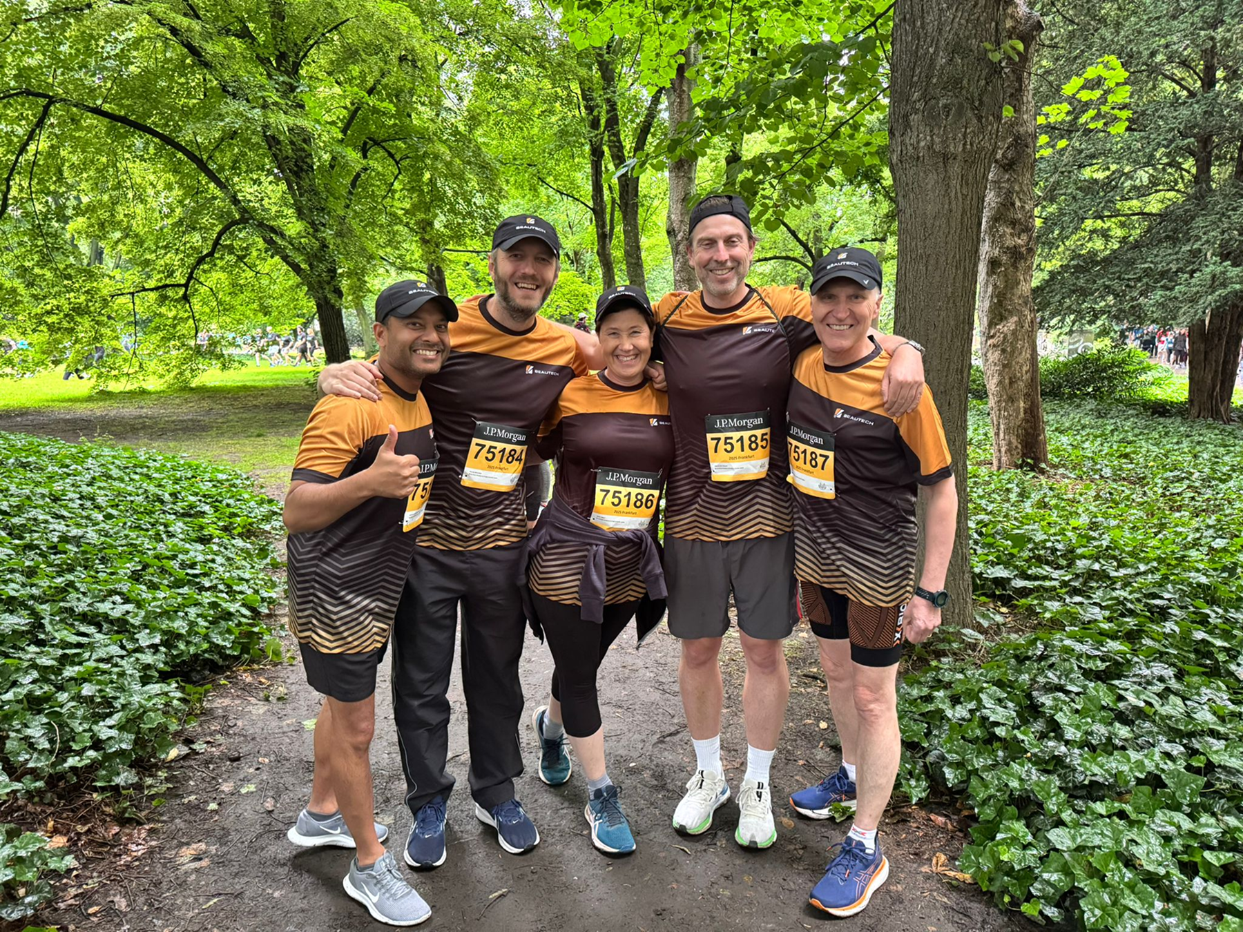BeauTech colleagues together after a community run