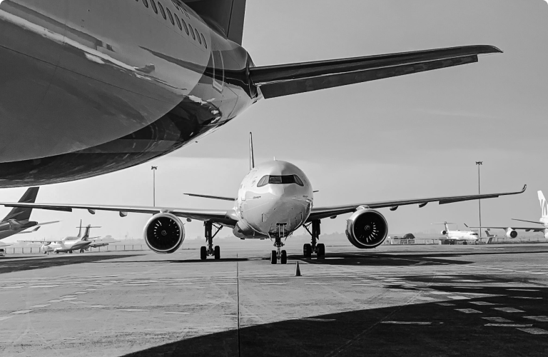 Commercial aircraft on the tarmac
